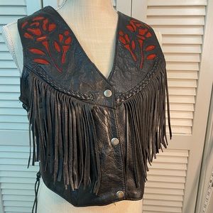 Unik Leather Fringe Vest size Medium